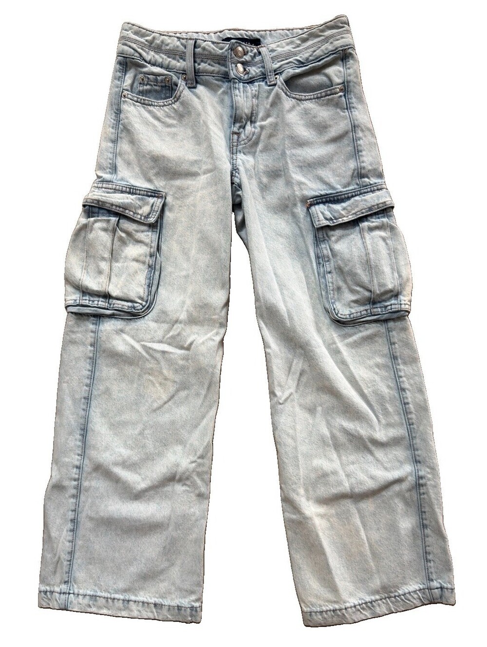 Aeropostale Y2K 000S Baggy Wide Leg Cargo Jeans Light Wash Utility Denim Pants